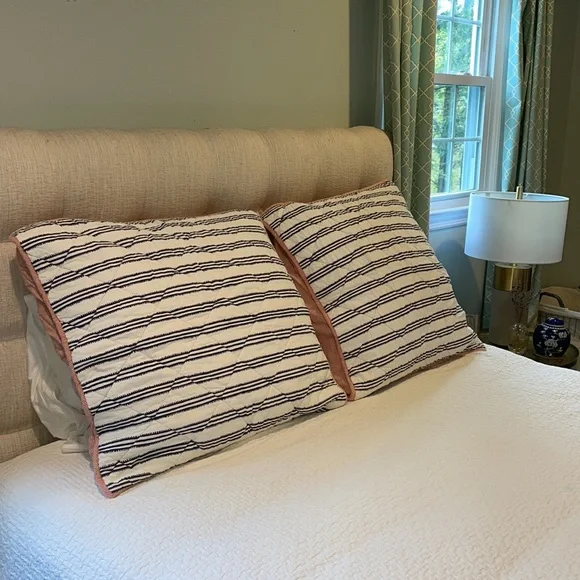 Serena & Lily Navy and Red Striped Pillow